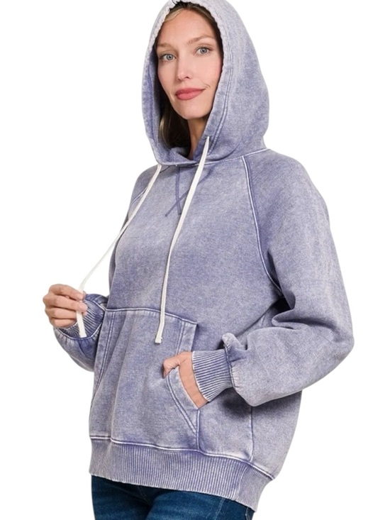 Zenana Outfitters Tops - 💐 Zenana Acid Wash Fleece Hoodie with Kangaroo Pocket Sizes S, M, and L New!